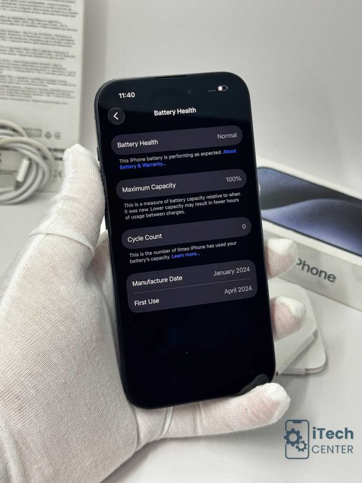 iPhone 15 Pro, 128GB, Blue Titanium, НЕРАЗЛИЧИМ ОТ НОВ, 1г. ГАРАНЦИЯ!