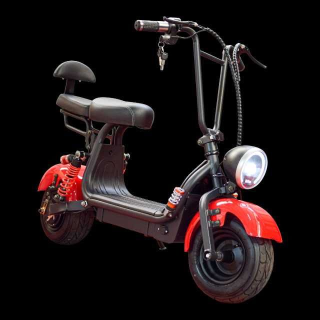 Scuter mini electric 1000W 48V viteza 25 km/h Rosu, FARA PERMIS