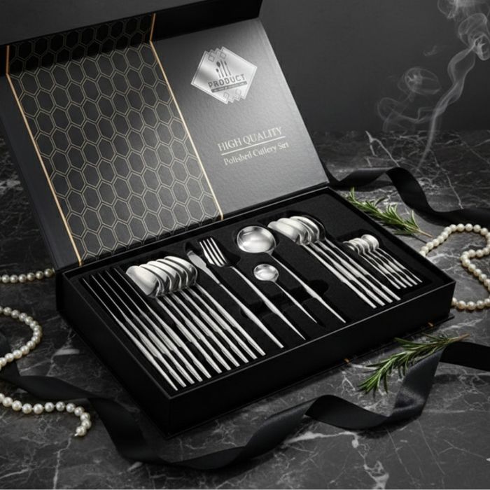 Комплект прибори за хранене от 24 части с луксозен дизайн