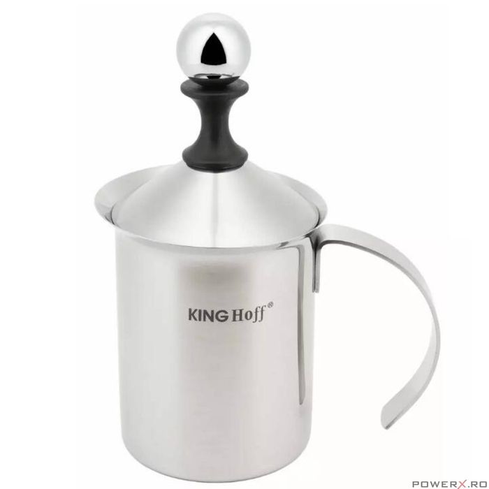 Spumator manual de lapte, aparat spumat, inox, 0,4 litri, Kinghoff