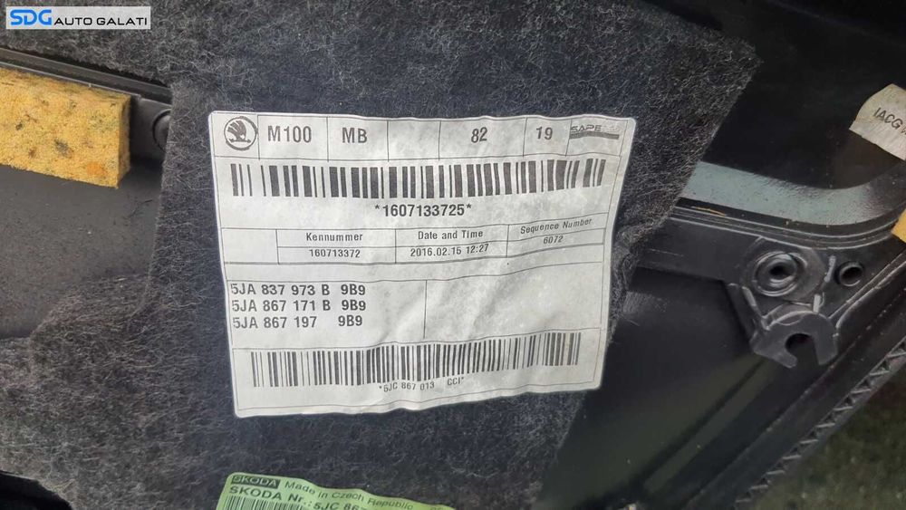 Tapiterie Panou Fata Interioara Usa Portiera Stanga Fata Skoda Rapid 2013 - 2022 [C1602]