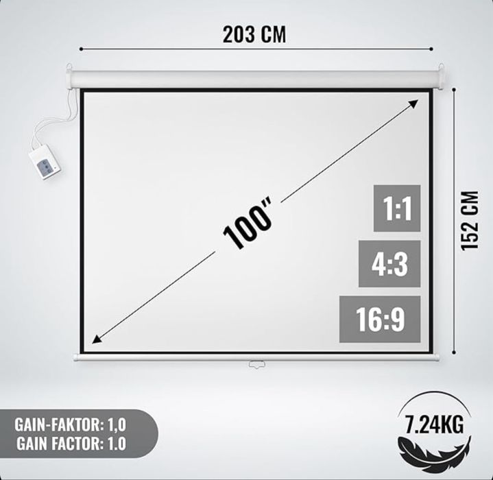 Прожекционен екран Jago 203x152см.