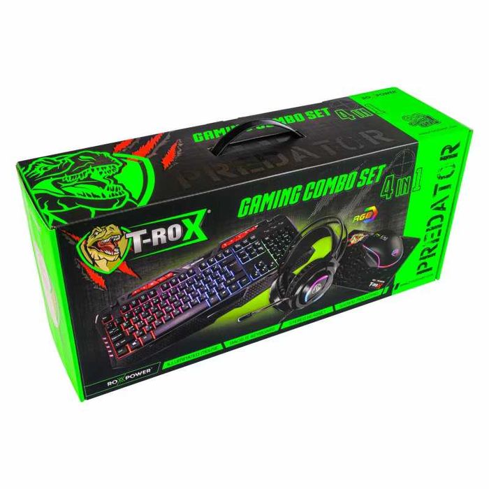 Гейминг Комплект 4в1 ROXPOWER, T-ROX PREDATOR, RGB, черен
