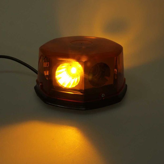 Girofar LED auto 12-24V cu magnet și mufă brichetă – lampă semnalizare camion/utilaje
