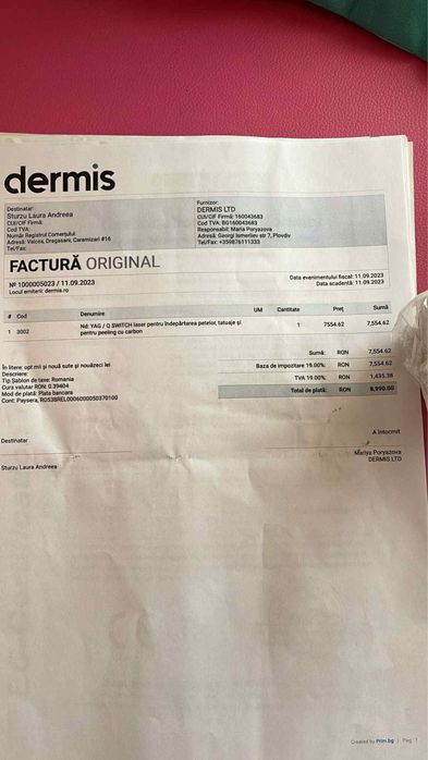 Laser pentru îndepărtarea petelor, tatuaje și pentru peeling cu carbon