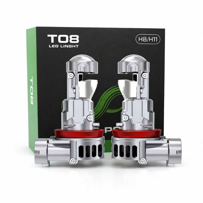 LED PROJECTOR Диодни крушки H11 240W 12V 350% светлина, крушки с лупи