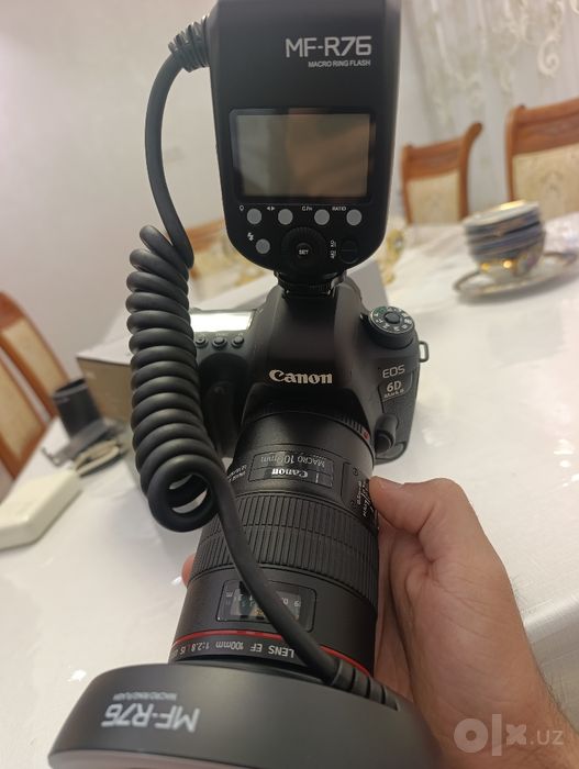Canon 6D Mark ll+lens Ef 100 mm+ Godox MF R76