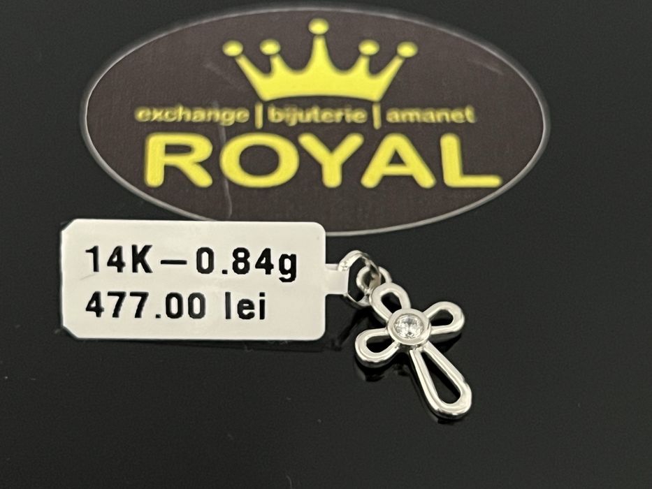Bijuteria Royal CB : Pandant cruce aur alb 14k  0,84 grame