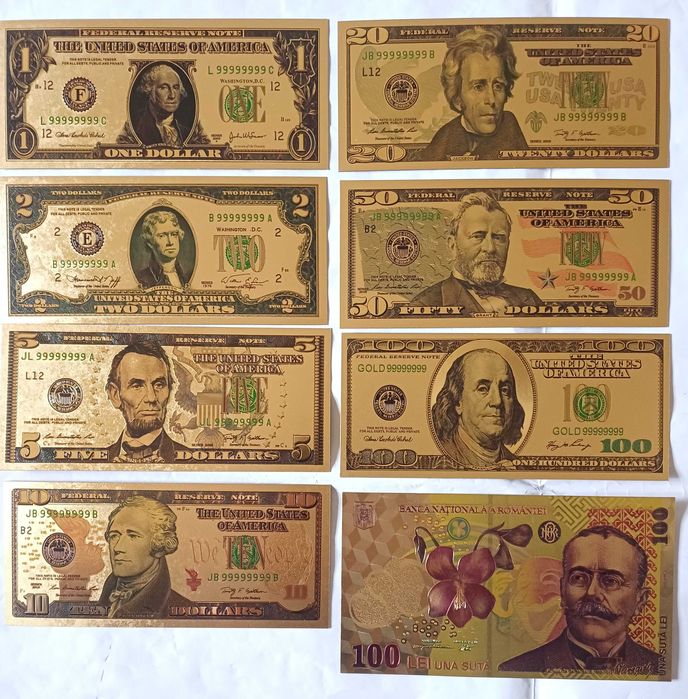 Set bancnote americane + românească