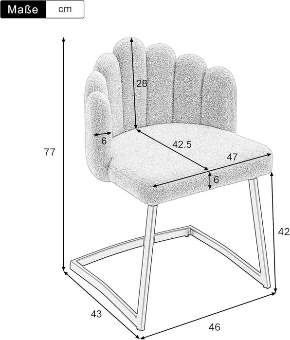 PROMO Set 2x scaun perla, material teddy, gri