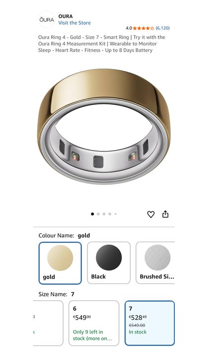 OURA Ring 4 - Titan/ Gold - marimea 7, sigilat, transport inclus
