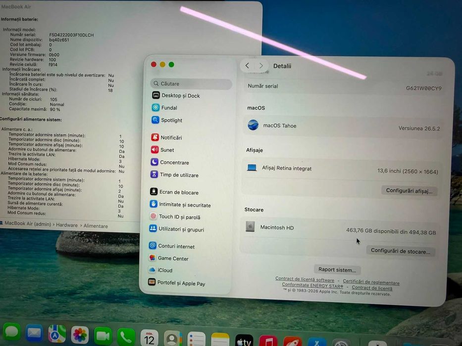 Apple MacBook Air 13 M3 2024 24GB RAM 512GB SSD Baterie 90% Garanție 24 Luni