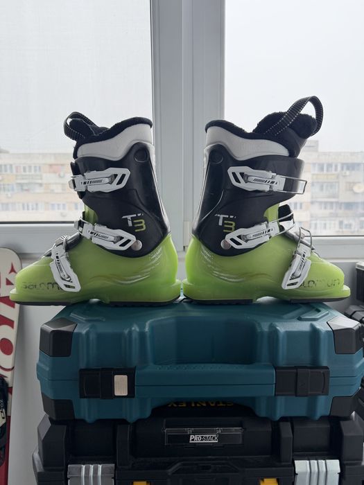 Vand schiuri (ski) copii Atomic 100 cm + clapari Salomon marimea 22