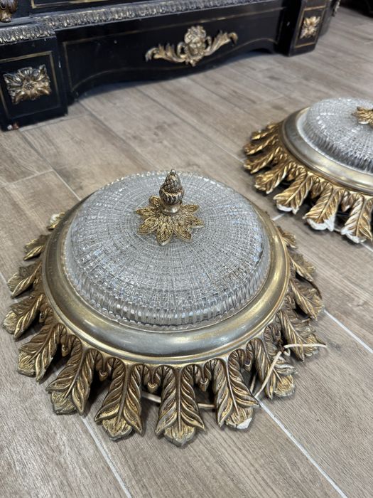 Pereche aplice/plafoniere - bronz si cristal