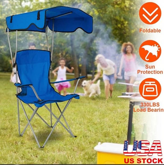 Scaun cu copertina pentru plaja camping pescuit 124x75x50 CM