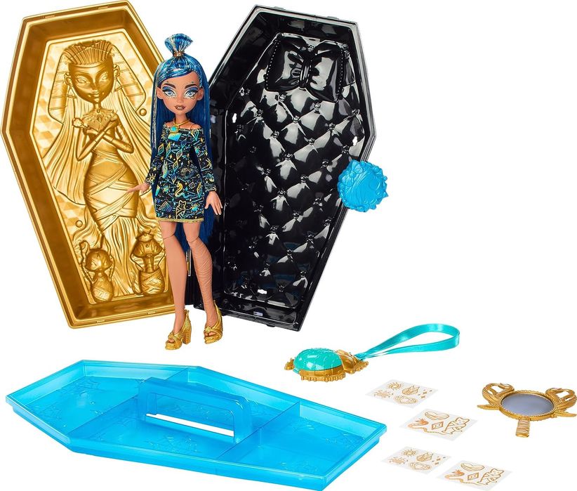 Monster High Doll & Accessories, Cleo De Nile Golden Glam Case Beauty