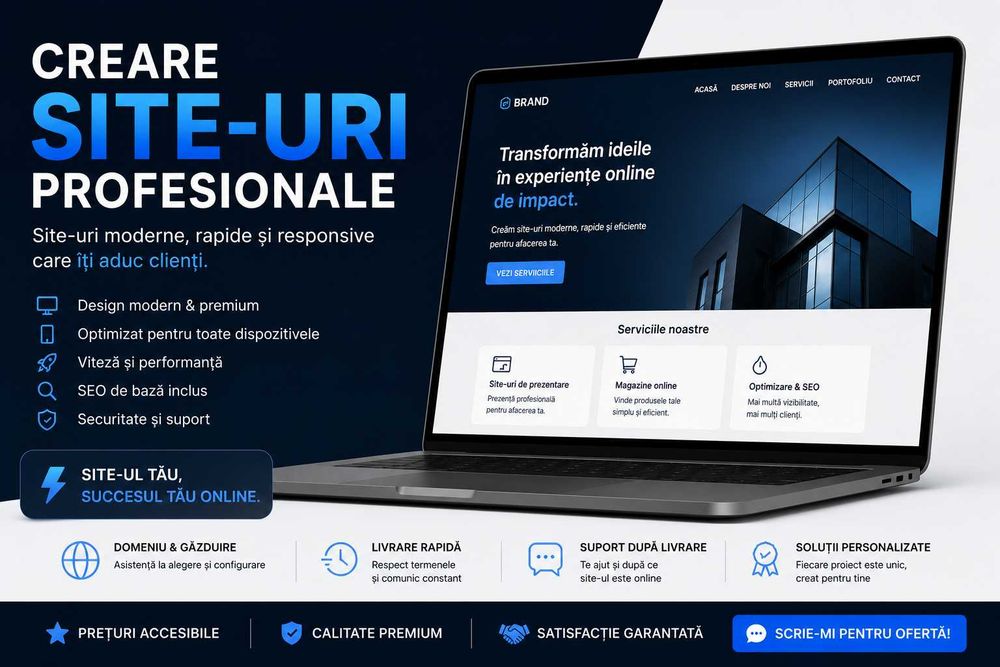 Creez website-uri profesionale — prezentare, magazin online, landing page | de la 299 lei