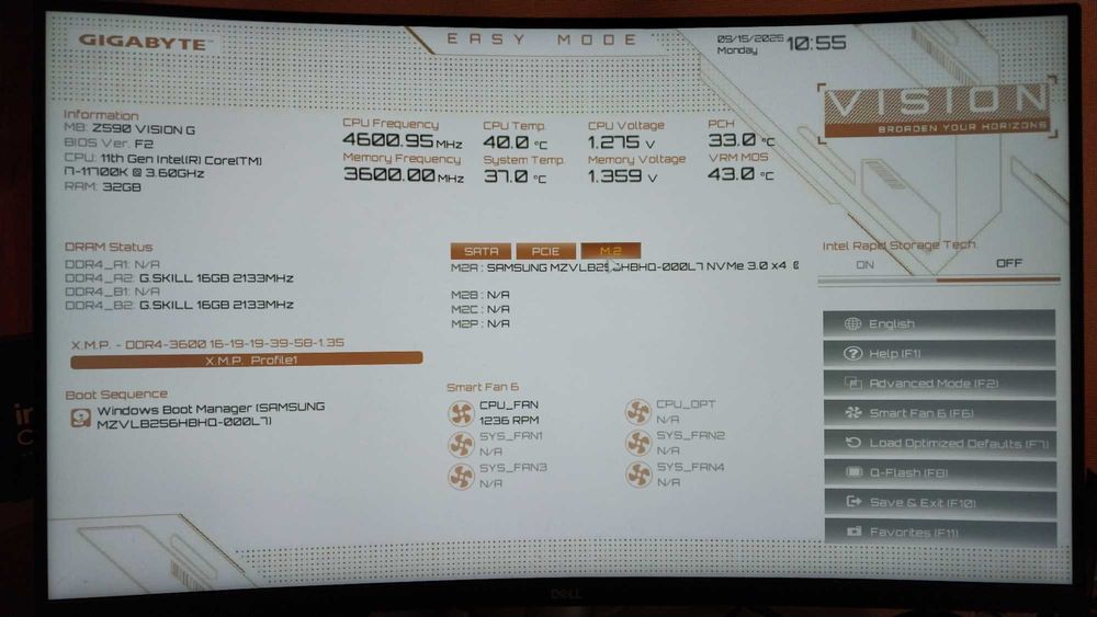 Процессор 11-го поколения Core i7 11700K. Старший из семейства i7.