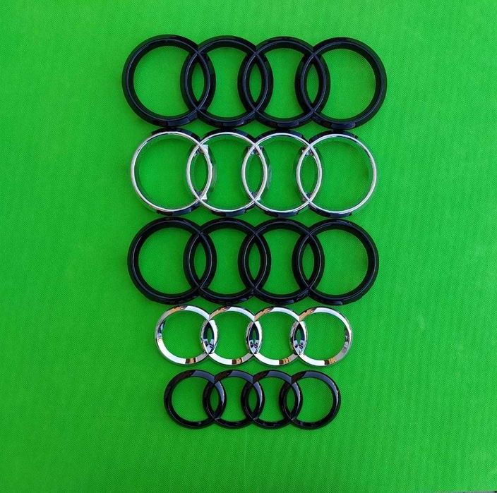 Емблема Ауди предна / задна / черна / сива / черен гланц / хром / Audi