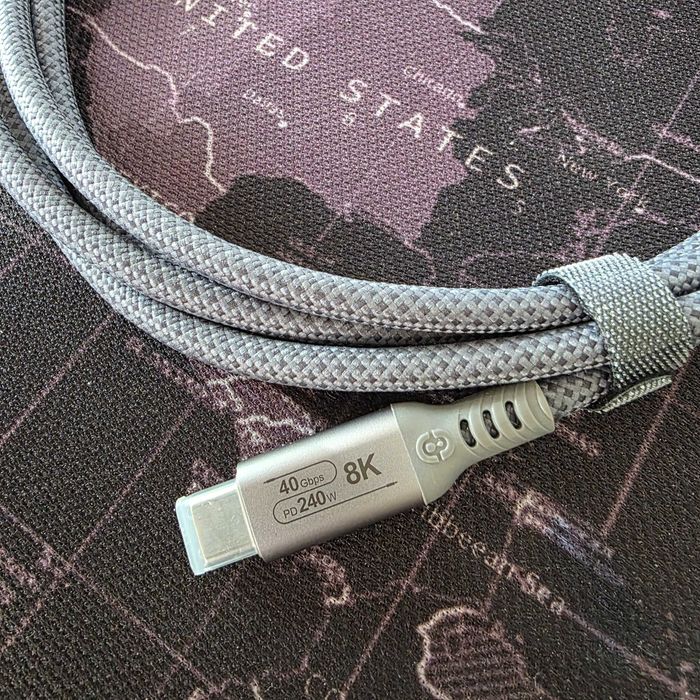 UGOURD Thunderbolt 4 кабель 2m, серый, 40G, 240W, 8K