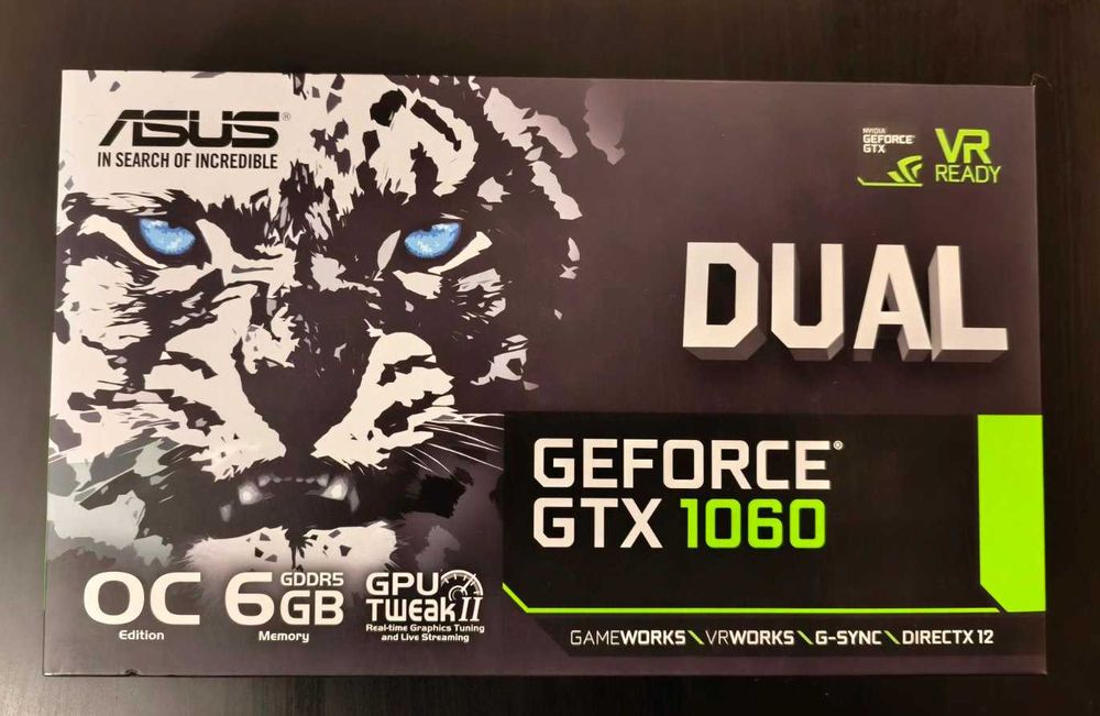 Геймърска видеокарта ASUS DUAL GTX 1060 OC Edition с 6GB GDDR5 в кутия