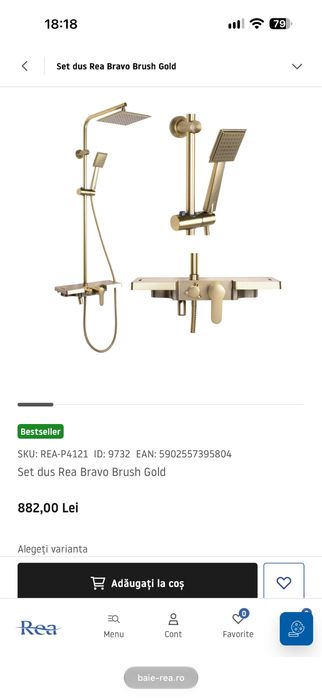Set dus Rea Bravo Brush Gold nou sigilat la cutie - premium Grohe
