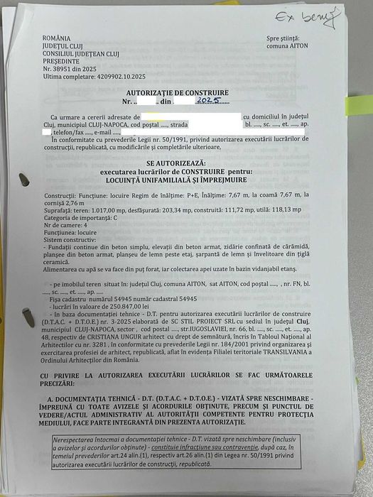 Vand teren intravilan cu autorizatie de  constructie in Aiton