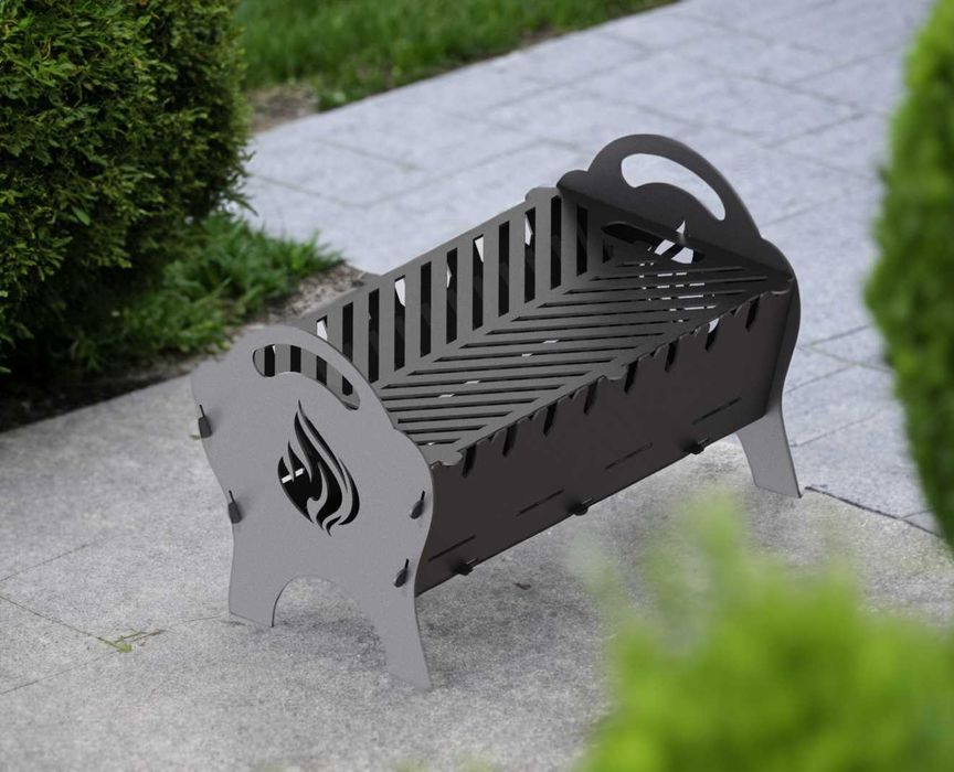 Gratar pliabil din otel 33x50 cm, inaltime 35 cm, grosime 3 mm