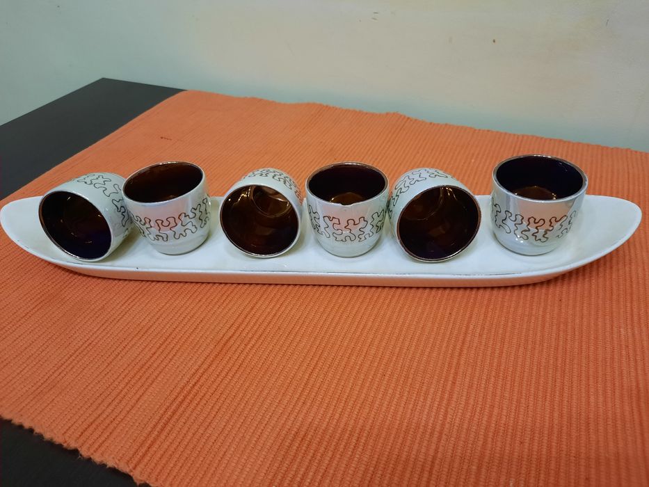 Servicii vintage cafea/tuica 6/11 pers pictate manual