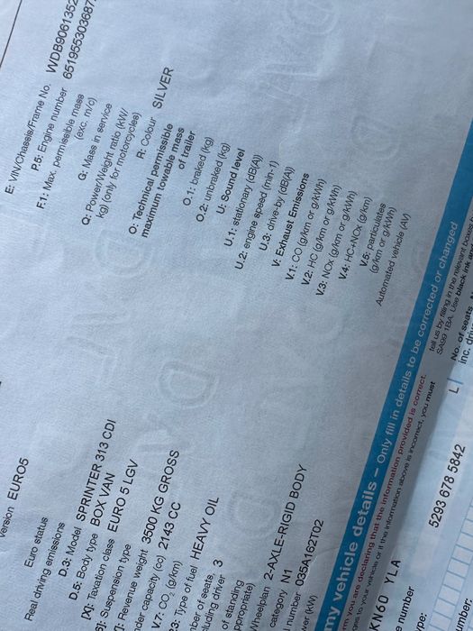 Mercedes Sprinter 313 2,2cdi Biturbo 651OM Euro 5 Volan dreapta