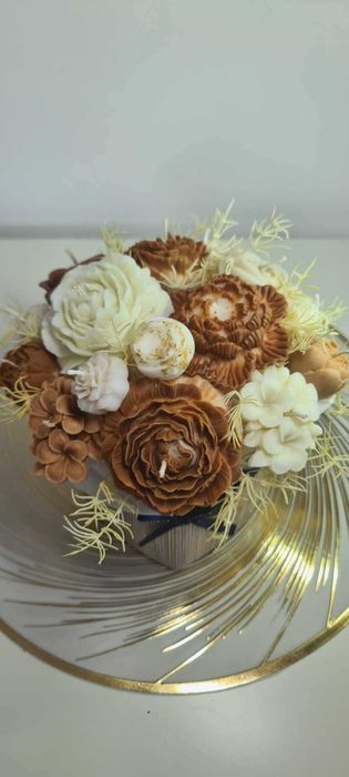 Букети свещи от 100% соев восък, декоротивни сетове ръчно изработени