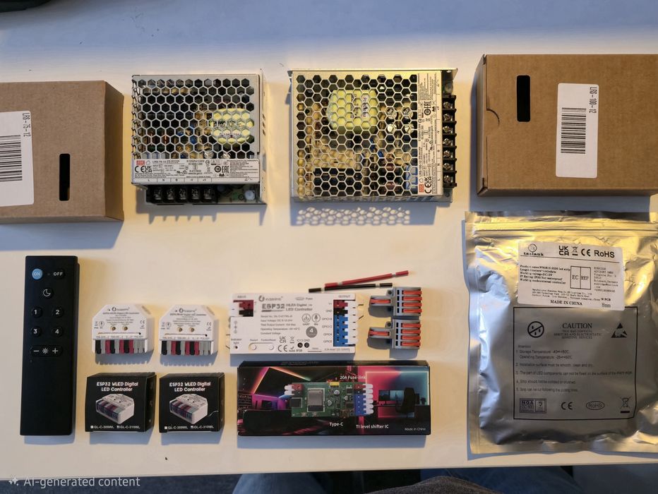 Banda led RGBIC WS2815,  controlere WLED Gledopto, surse 12V