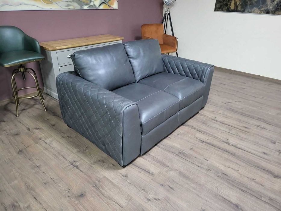 Сив кожен диван двойка