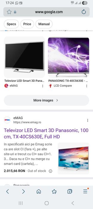 Panasonic Led Tv  Tx-40CS630E