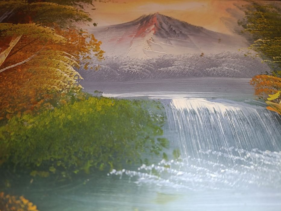 Tablou Pictat "Cascada Ascendentă în Lumină Aurie" Anul 1998