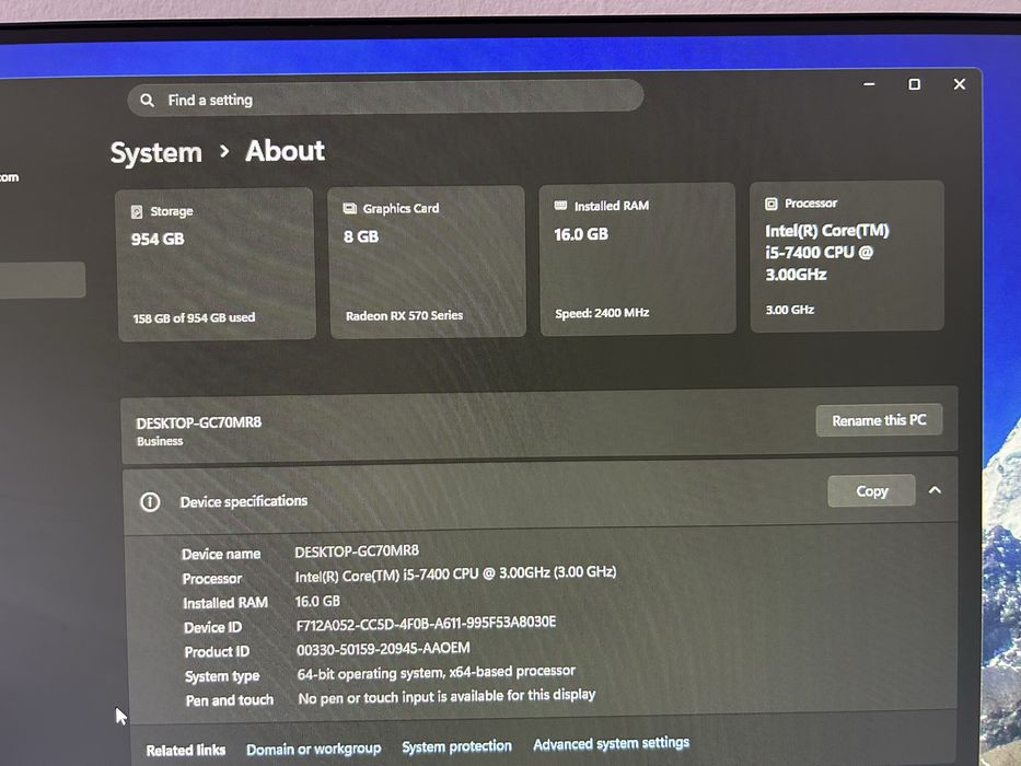 Pc gaming rx 570 8 gb  i5 7400 3.00ghz