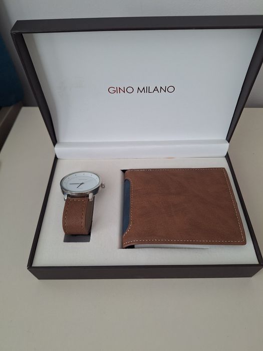 Set barbatesc nou cu ceas quartz si portofel de piele Gino Milano