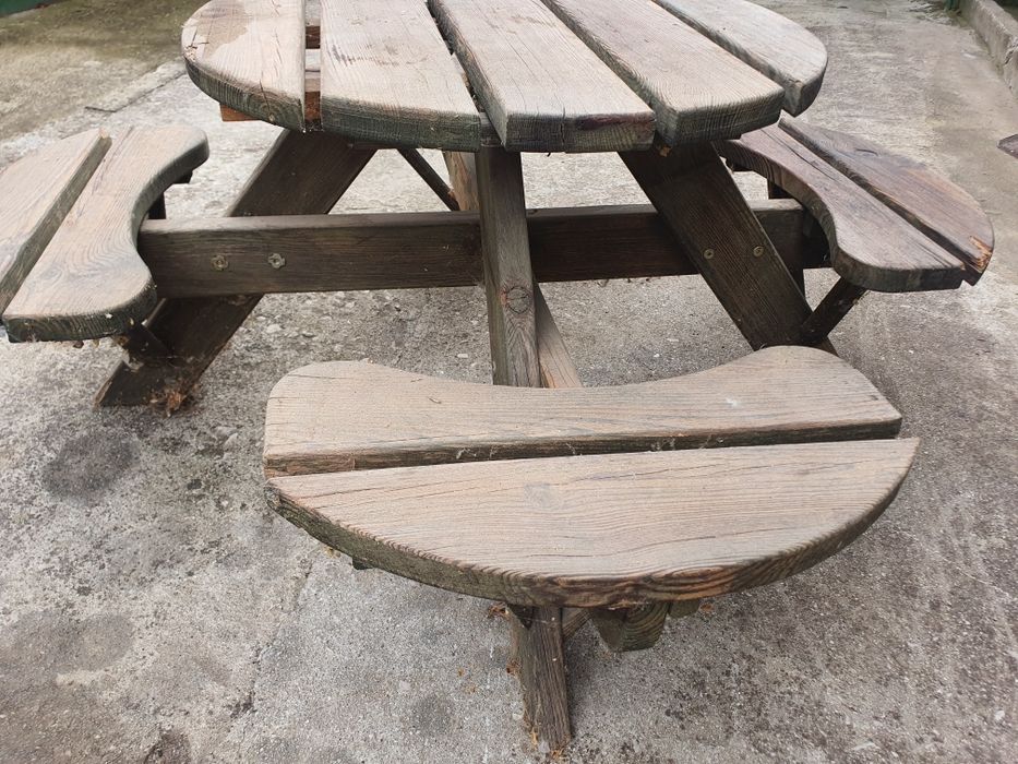 Дървена  детска маса за хранене / рустикална маса антична