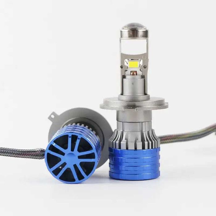 Комплект 2 LED крушки с лупа, H7, Canbus, 12V, 2x55W, 6500К, 87x31мм