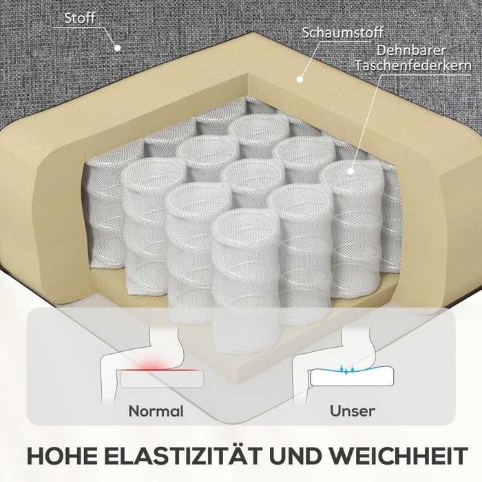 HOMCOM Фотьойл с регулируем и поставка за крака, накланяне на 160°