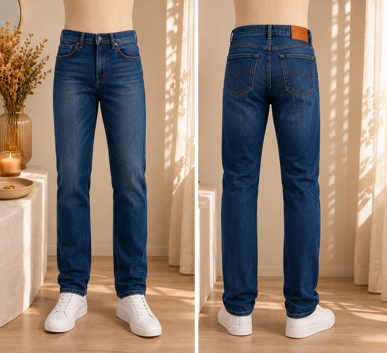 Blugi Barbati Artins Marimea 33 Albastru Slim Straight 100% Bumbac