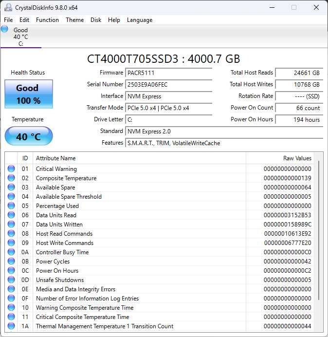 SSD PCIe Gen 5 Crucial T705 4TB