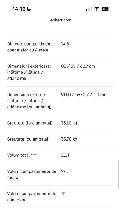 Frigider Liebherr Rdgd 1401-20 Pure, Dark grey, NOU si SIGILAT, compact sub masa, gri inchis, combina frigorifica Liebherr 85 cm
