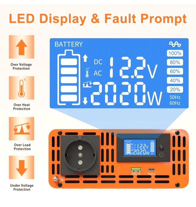 Baterie LiFePo4 12v 300Ah + Invertor 12v 2000w (Peak Maxim 4000w)
