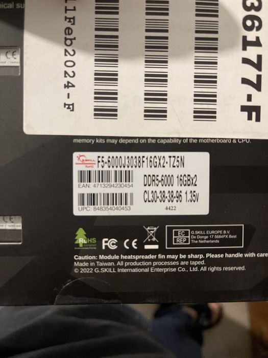 Оперативная память G SKILL Trident Z5 6000Mhz 32gb DDR5