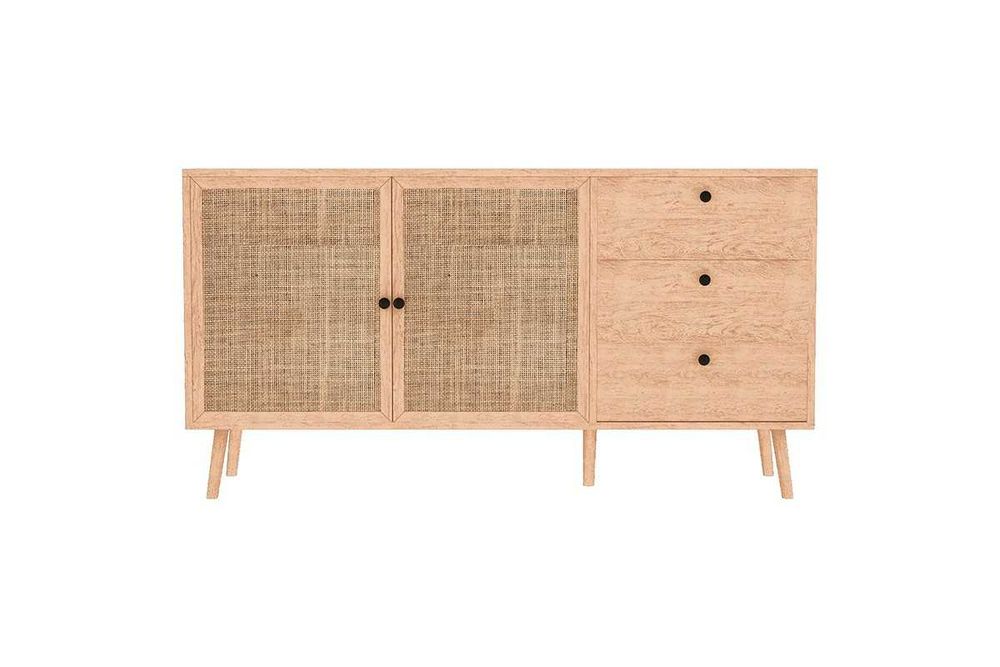 Стилен бюфет Oslo с ратан в 2 различни цвята - 150x39x79см.