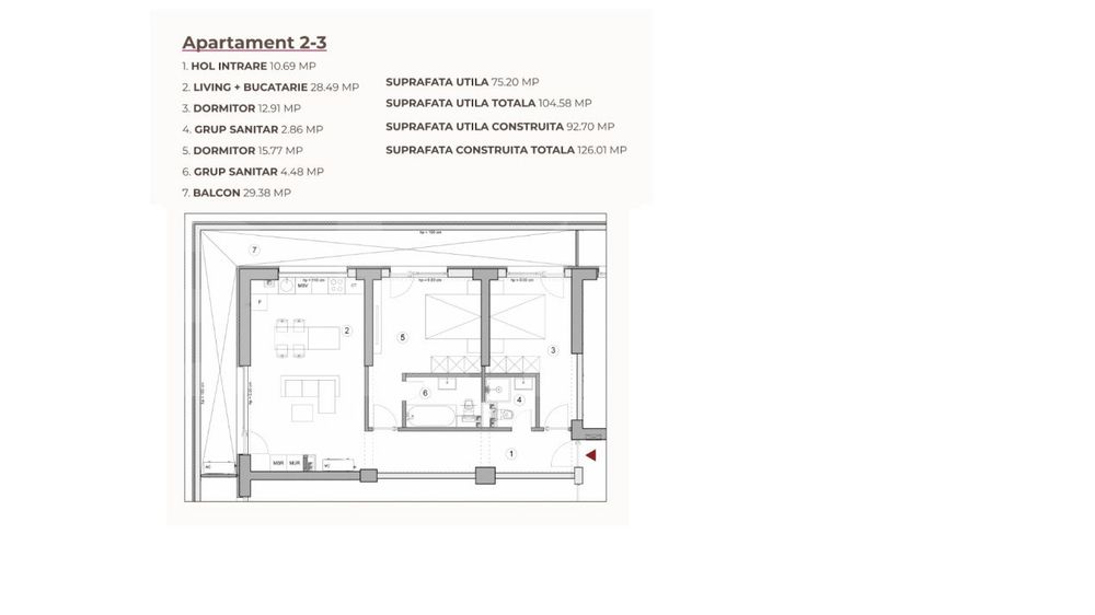 Apartament open space 3 camere, 104.58 mp, 0% Comision, zona Calea Sev — fotografia 1