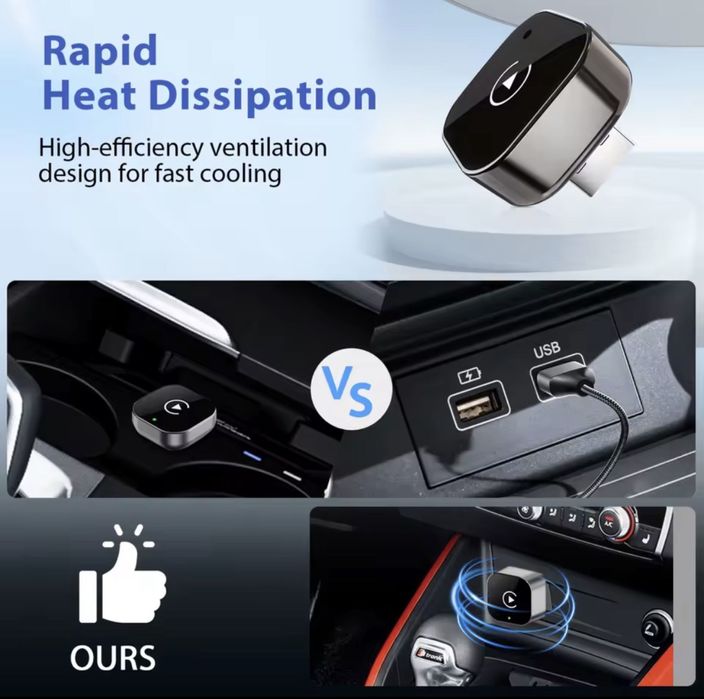 Adaptor wireless cu conectare automată la CarPlay si Android Auto