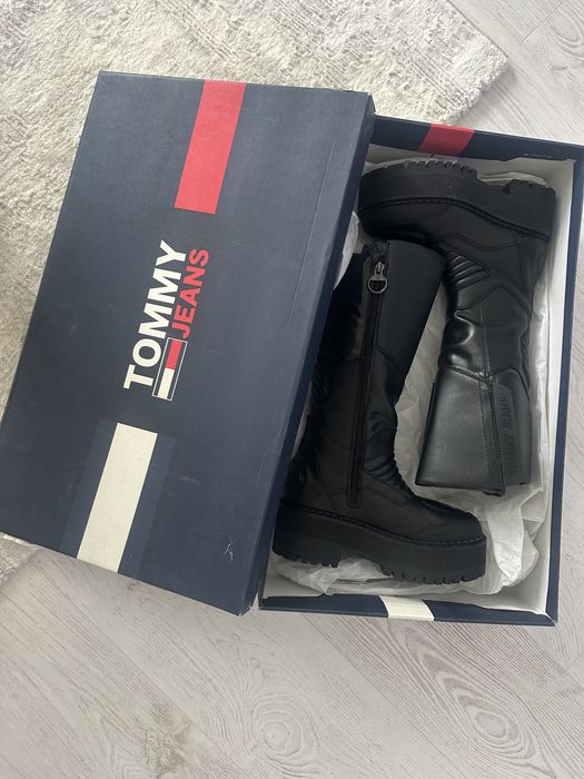 Cizme piele motocicleta dama Tommy Jeans