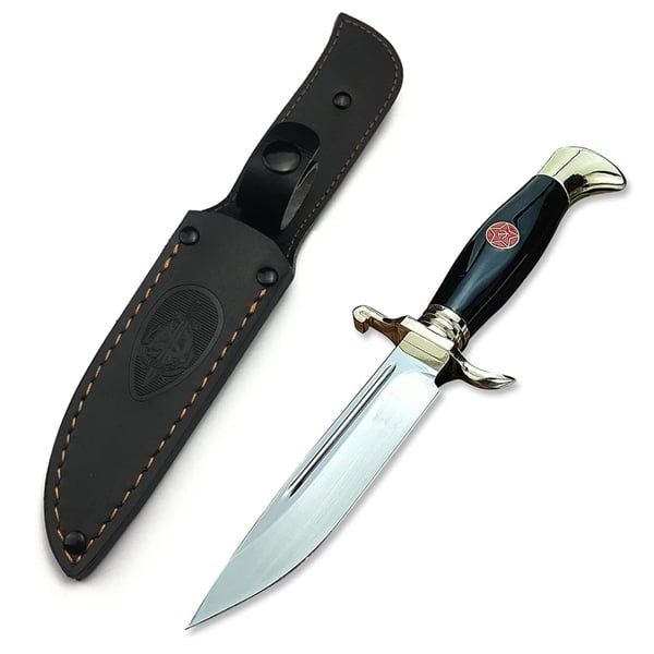 Set doua cutite de vanatoare,teaca din piele naturala, lama 440C,26 cm